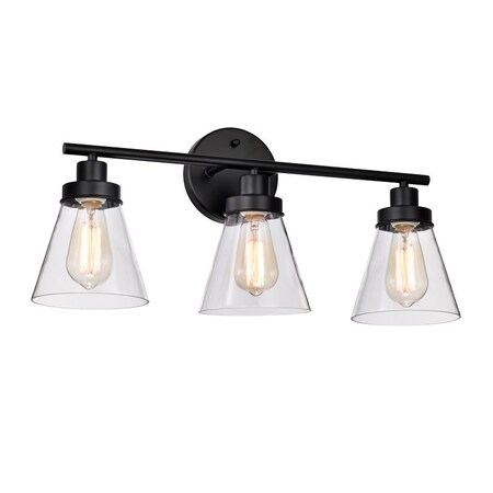 Sunpark LED Vanity Light Fixture, 3 Light, Black Finish 4458-05-3E26  (No Bulb)
